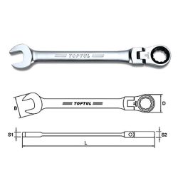 آچار یکسر جغجغه ای سرلولایی تاپ تول مدل AOAH1919