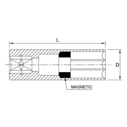 بکس شمعی 1/2 ، 16 دیواره نازک مگنت دار تاپ تول مدل BAAV1616